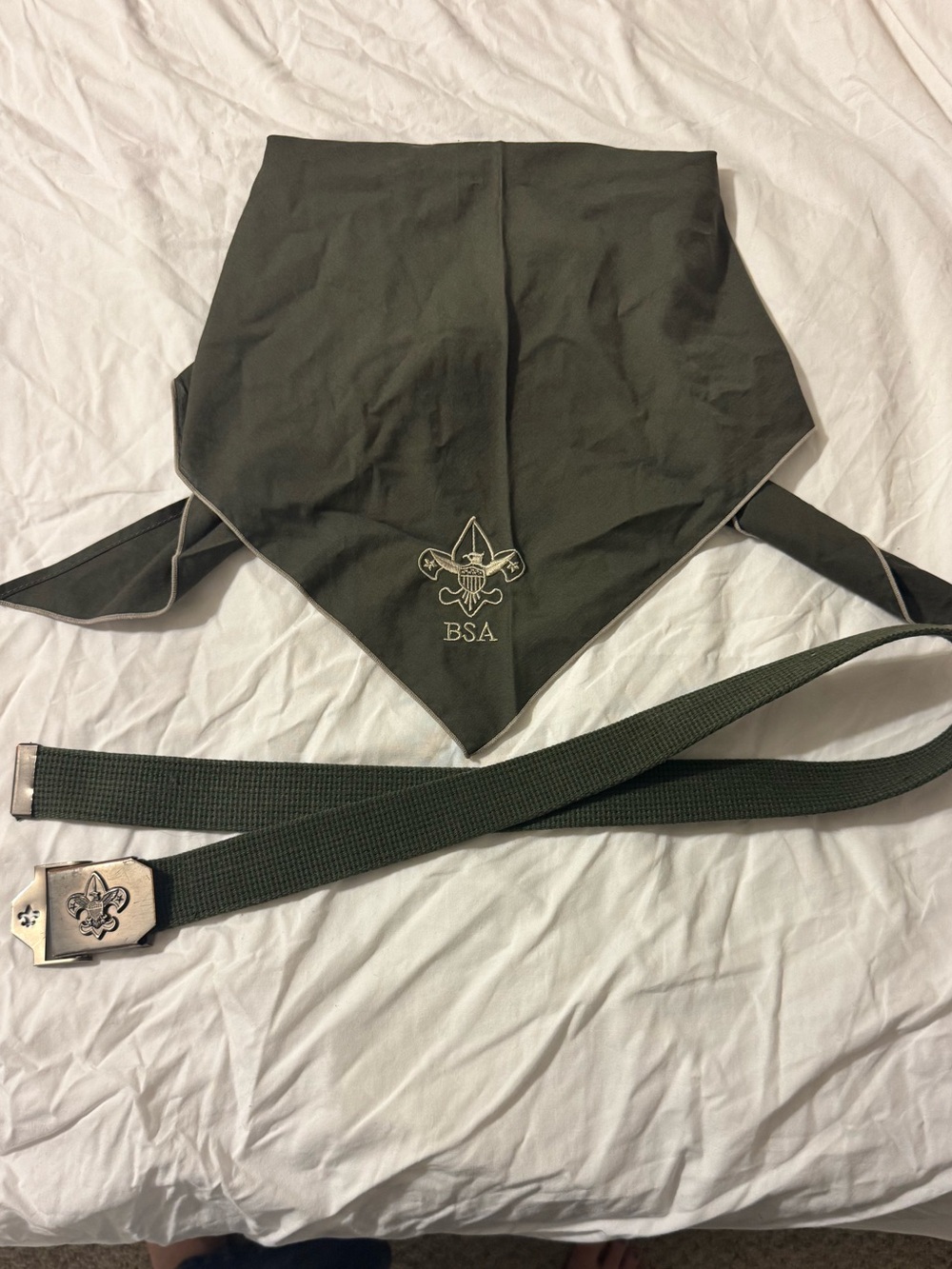 BSA Olive Drab Neckerchief and 41” Belt Set